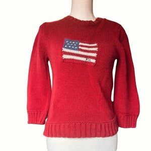 Polo Jeans Co. Ralph Lauren Vintage American Flag Sweater | 100%‎ Cotton medium